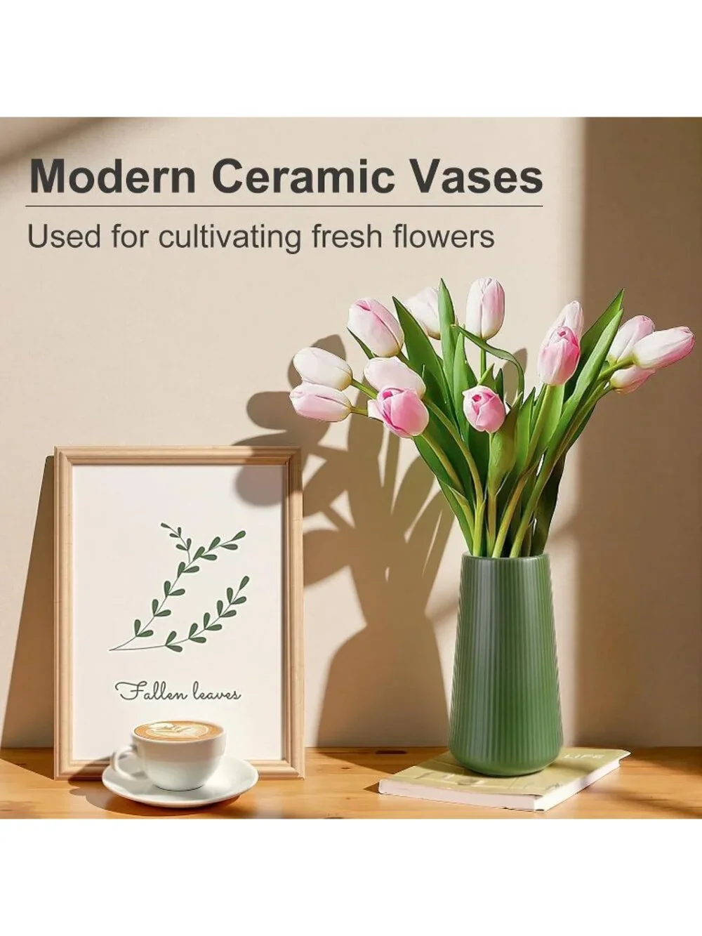 Gradient Green Ceramic Cute Flower Vase For Pampas Grass Living Room Office Deco